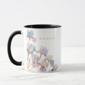 Elegante iris gepersonaliseerde bloemen mok (Links)