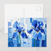 Elegante iris in moderne Abstracte stijl Feestdagenkaart (Voorkant / Achterkant)