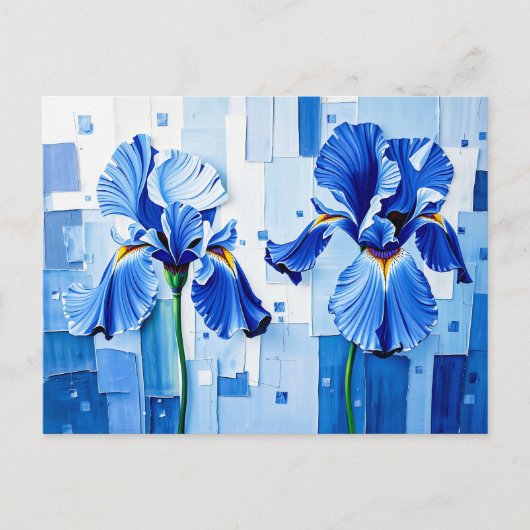 Elegante iris in moderne Abstracte stijl Feestdagenkaart (Voorkant)