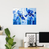 Elegante iris in moderne Abstracte stijl Poster (Thuiskantoor)