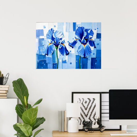 Elegante iris in moderne Abstracte stijl Poster (Thuiskantoor)