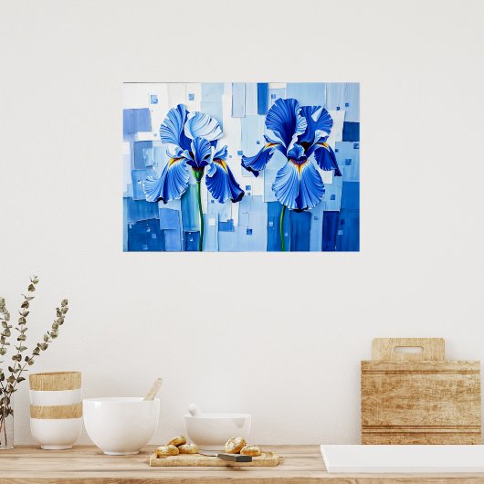 Elegante iris in moderne Abstracte stijl Poster (Keuken)