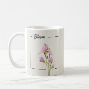 Elegante Iris in Watercolor   Bloemschildering Koffiemok