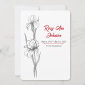 Elegante Iris "Leven vieren" rouwkaart Kaart (Achterkant)