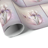 Elegante Irisbloem Met Gouden Etsing Cadeaupapier (Rol Hoek)
