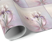 Elegante Irisbloem Met Gouden Etsing Cadeaupapier (Rol Hoek)