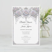 Elegante iriserende bloem bruiloft borrel kaart (Staand voorkant)