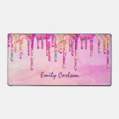 Elegante iriserende eenhoorn faux glitter druppels bureaumat (Voorkant)