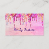 Elegante iriserende eenhoorn faux glitter druppels visitekaartje (Voorkant)