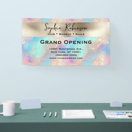 Elegante iriserende en parel folie Business Sign Spandoek (Beurs)