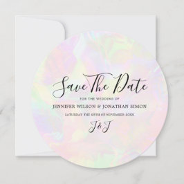 Elegante iriserende faux holografisch modern save the date