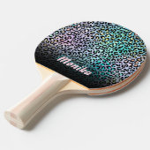 Elegante iriserende Folie Glam Leopard 3D Monogram Tafeltennisbatje (Voorkant Gekanteld)