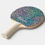 Elegante iriserende Folie Glam Leopard 3D Monogram Tafeltennisbatje (Voorkant Gekanteld)