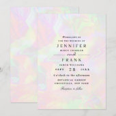 Elegante iriserende holografische moderne bruiloft kaart (Voorkant / Achterkant)