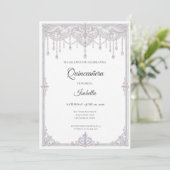 Elegante iriserende kant Quinceañera Kaart (Staand voorkant)