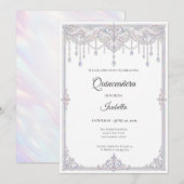 Elegante iriserende kant Quinceañera Kaart (Voorkant / Achterkant)