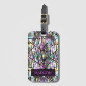 Elegante iriserende meisjesachtige glitter bagagelabel (Voorkant (verticaal))