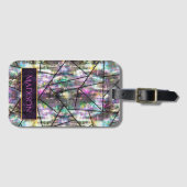 Elegante iriserende meisjesachtige glitter bagagelabel (Voorkant (horizontaal))