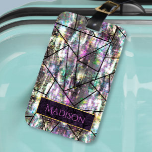 Elegante iriserende meisjesachtige glitter bagagelabel