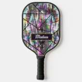 Elegante iriserende meisjesachtige glitter glamour pickleball paddle (Achterkant)