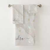 Elegante iriserende Opal Gemstone Marble Chic Bad Handdoek (Insitu)