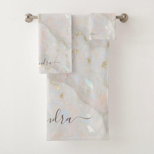 Elegante iriserende Opal Gemstone Marble Chic Bad Handdoek (Insitu)