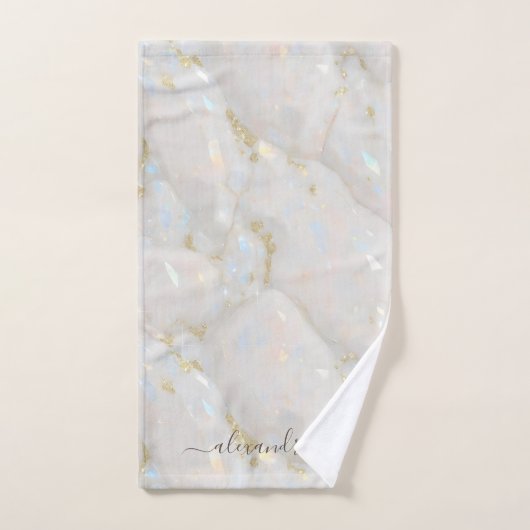 Elegante iriserende Opal Gemstone Marble Chic Bad Handdoek (Handdoek)