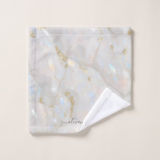 Elegante iriserende Opal Gemstone Marble Chic Bad Handdoek (Wasdoekje)