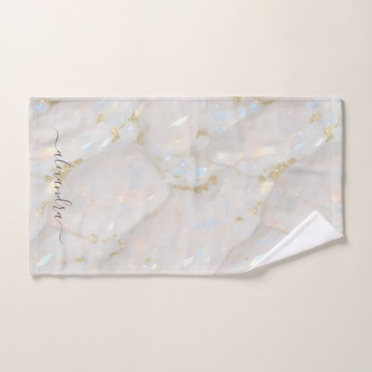 Elegante iriserende Opal Gemstone Marble Chic Bad Handdoek (Handdoek)