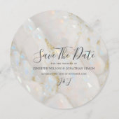 Elegante iriserende Opal Gemstone Marble Modern Save The Date (Voorkant / Achterkant)