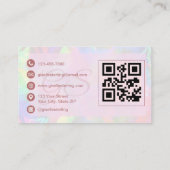 Elegante iriserende Opal Stone Roos Script QR-code Visitekaartje (Achterkant)