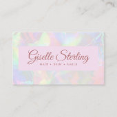 Elegante iriserende Opal Stone Roos Script QR-code Visitekaartje (Voorkant)