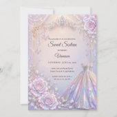 Elegante Iriserende Prinses Sweet 16 Kaart (Voorkant)