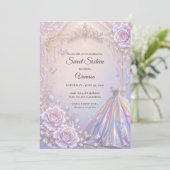 Elegante Iriserende Prinses Sweet 16 Kaart (Staand voorkant)