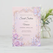 Elegante iriserende vlinders Sweet 16 Kaart (Staand voorkant)