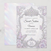 Elegante iriserende vlinders Sweet 16 Kaart (Voorkant / Achterkant)
