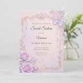Elegante iriserende vlinders Sweet 16 Kaart (Staand voorkant)