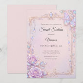 Elegante iriserende vlinders Sweet 16 Kaart (Voorkant / Achterkant)