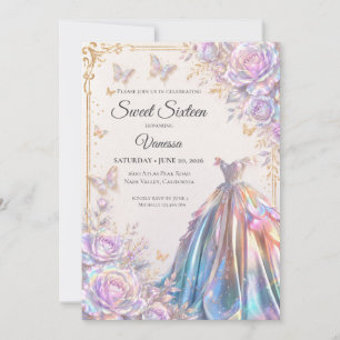 Elegante iriserende vlinders Sweet 16 Kaart