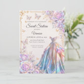 Elegante iriserende vlinders Sweet 16 Kaart (Staand voorkant)