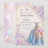 Elegante iriserende vlinders Sweet 16 Kaart (Voorkant / Achterkant)
