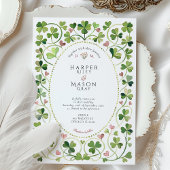 Elegante Irish Shamrock & Hearts Waterverf bruilof Kaart
