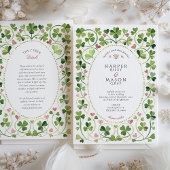 Elegante Irish Shamrock & Hearts Waterverf bruilof Kaart