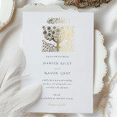 Elegante islamitische beige ivoren boom liefde bru folie uitnodiging