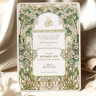 Elegante Islamitische Bloemen Bruiloft Uitnodiging