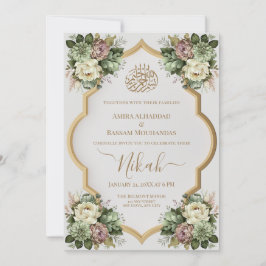 Elegante Islamitische Bloemen Nikah Kaart