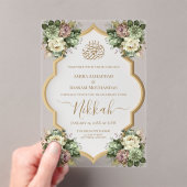 Elegante Islamitische Bloemen Nikkah Acryl Uitnodigingen (Insitu (Draagbaar))