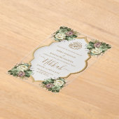Elegante Islamitische Bloemen Nikkah Acryl Uitnodigingen (Laagn)