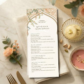 Elegante islamitische boog bloemig trouwmenu menu