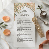 Elegante islamitische boog bloemig trouwmenu menu